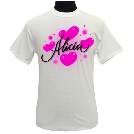 Script Hearts Style Custom Airbrush T Shirt Design 